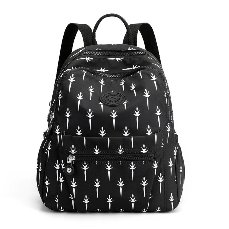 Tanweibago Mini Nylon Women Backpacks,11L Small Ladies backpacks Casual Lightweight Women Shopping Travel Daypack (A-Black White) - Image 1