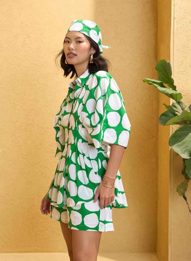 SASSAFRAS Green Polka Dot Shirt with Shorts Co-Ords - Image 3