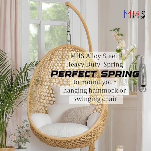 MHS Alloy Steel Heavy Duty Zula Bearing Spring with Hooks & Links | 360° Rotating Hammock & Porch Swing Spring | 150kg Capacity | Multiple Finishes & Pack Options (Silver Finish, Spring Pack of 2) - Image 4