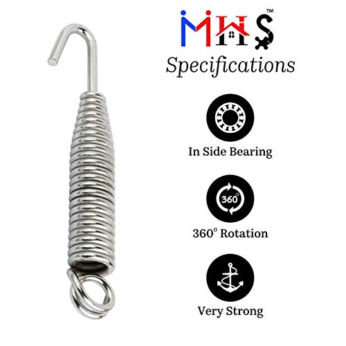 MHS Alloy Steel Heavy Duty Zula Bearing Spring with Hooks & Links | 360° Rotating Hammock & Porch Swing Spring | 150kg Capacity | Multiple Finishes & Pack Options (Silver Finish, Spring Pack of 2) - Image 3