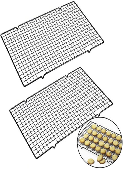 NatureMan Set of 2 Baking Cooling Rack, 16" x 10"Nonstick Wire Baking Rack，for Cooking, Roasting, Grilling, Easy to Clean