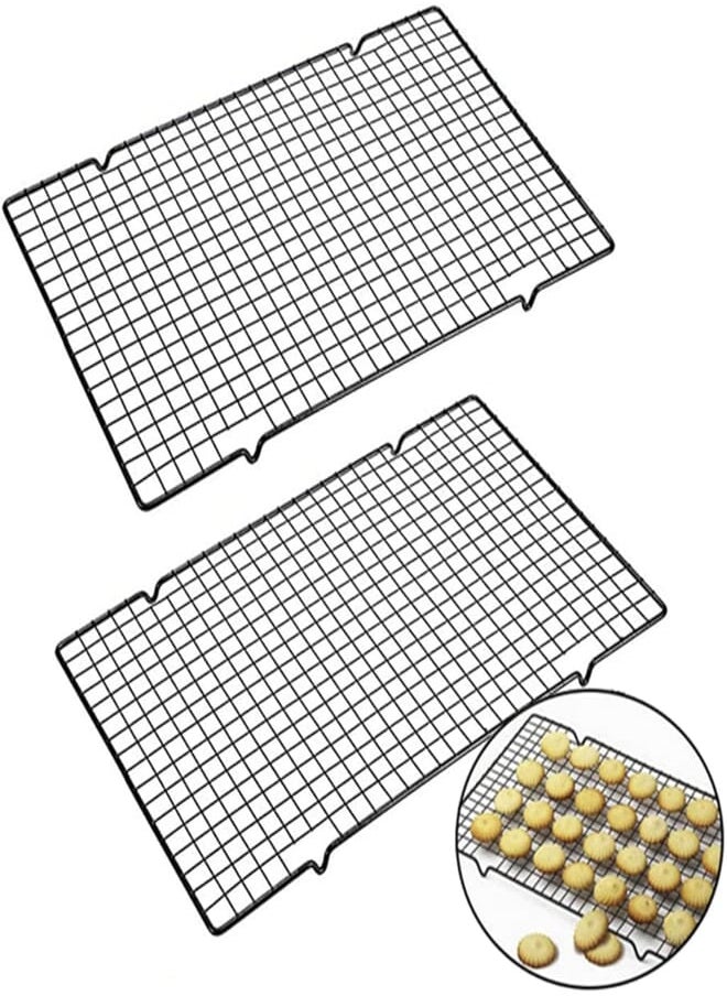 Generic NatureMan Set of 2 Baking Cooling Rack, 16" x 10"Nonstick Wire Baking Rack，for Cooking, Roasting, Grilling, Easy to Clean 