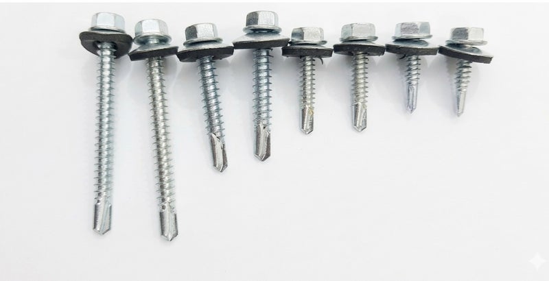 Jupiter SDS Hex Washer Head Stainless Steel Screws (14x1.1/2' inch) Bonded EPDM Washer, Slotted Hex Head Box of 360 pieces - Image 1
