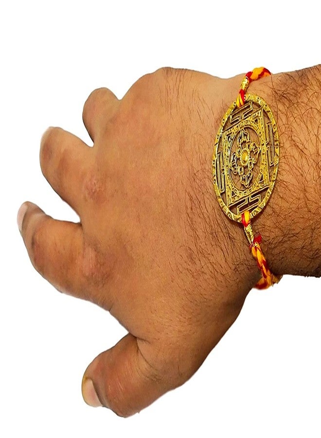 ATHZ Brass dial Designer Rakhi Combo Set of 2 for Brothers Rakhis Cutwork Brass Antique Gold Dial Made in India Products - Image 3