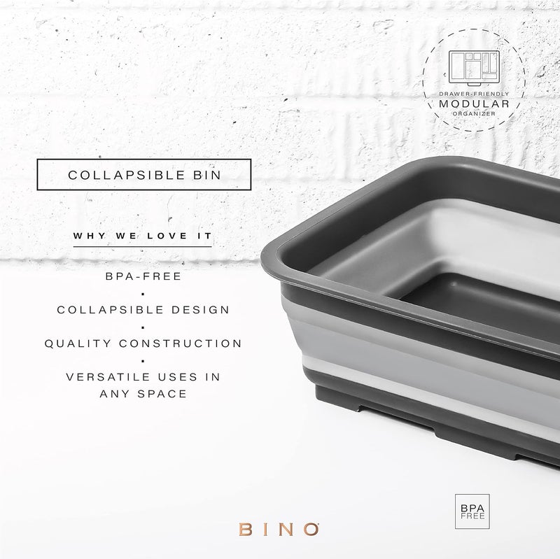 BINO Collapsible Wash Basin - Grey | Portable Dish Tub | Kitchen | Camping | Sink | Home Essentials | Baby Travel | Folding Dish Pan for Maximum Space Saving - Image 2