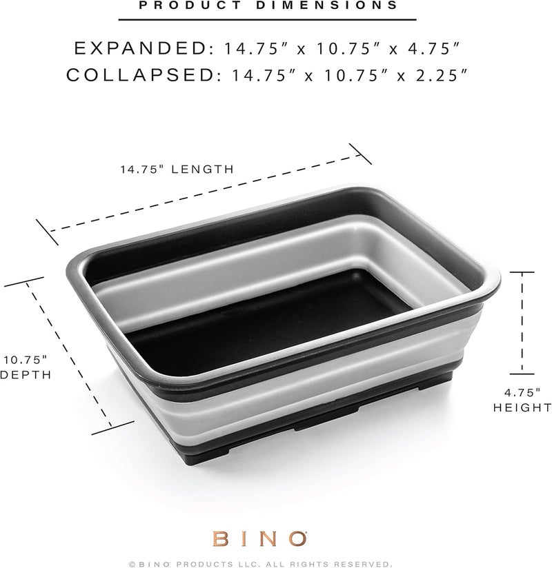 BINO Collapsible Wash Basin - Grey | Portable Dish Tub | Kitchen | Camping | Sink | Home Essentials | Baby Travel | Folding Dish Pan for Maximum Space Saving - Image 3