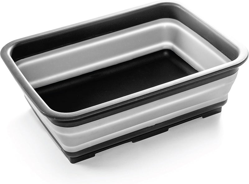 BINO Collapsible Wash Basin - Grey | Portable Dish Tub | Kitchen | Camping | Sink | Home Essentials | Baby Travel | Folding Dish Pan for Maximum Space Saving - Image 1