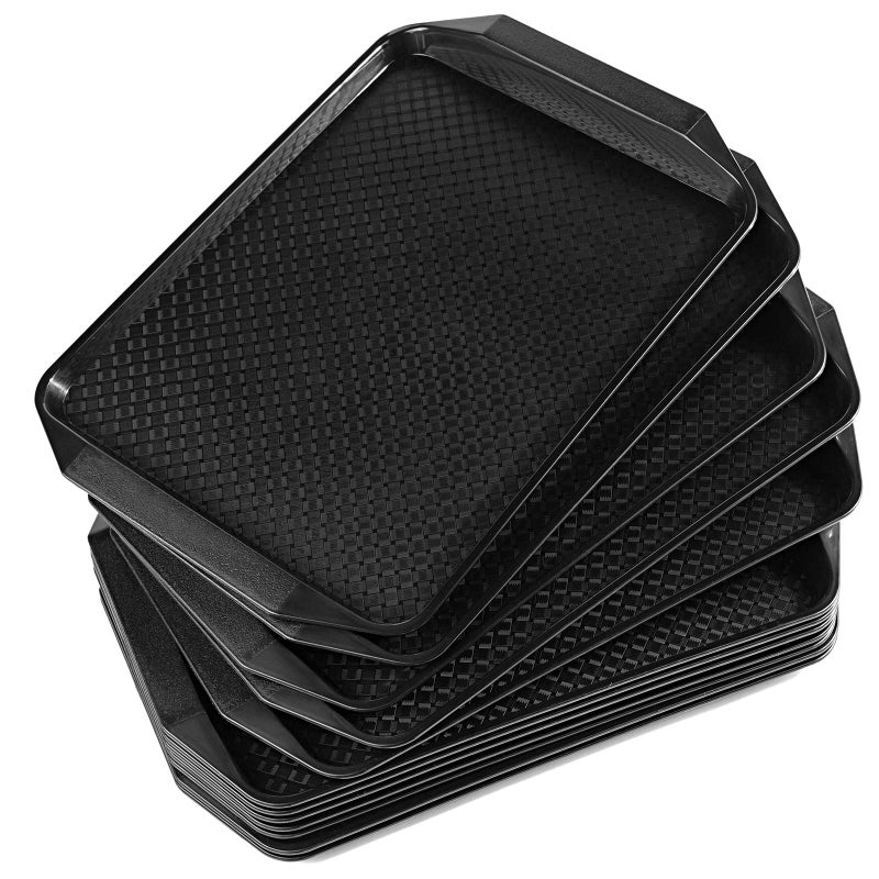 Aebeky Plastic Fast Food Tray167 by 118InchSet of 12 Black