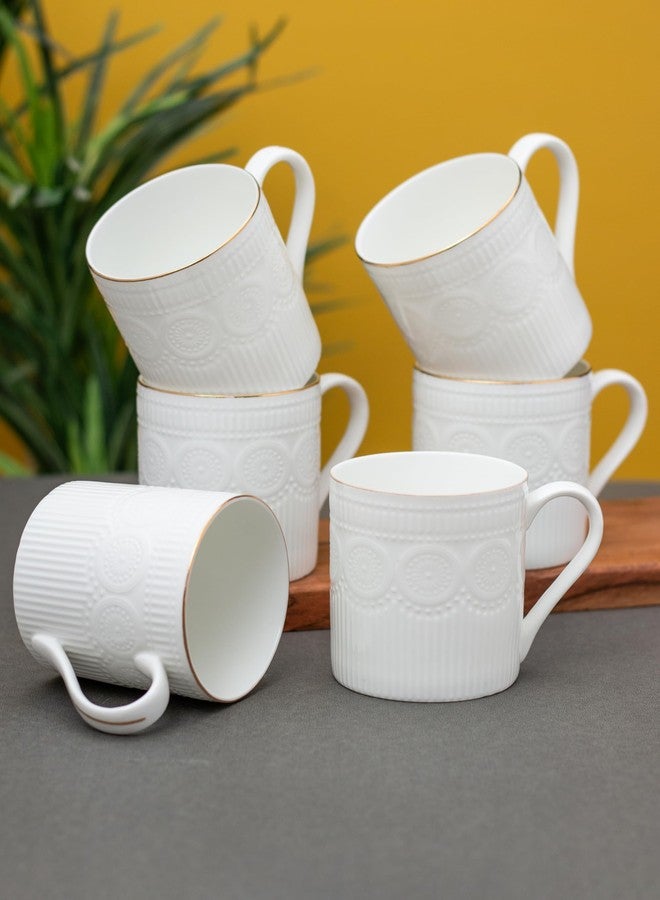 Clay Craft Fine Ceramic Gold Printed Tea/Coffee Cup Set of 6-200 ml Each (Flame IMP 1101), Tea Cup Set of 6, Mugs for Coffee, Cups Set of 6, Mug Set, Ideal for Gifting, Perfect for Home and Office - Image 1