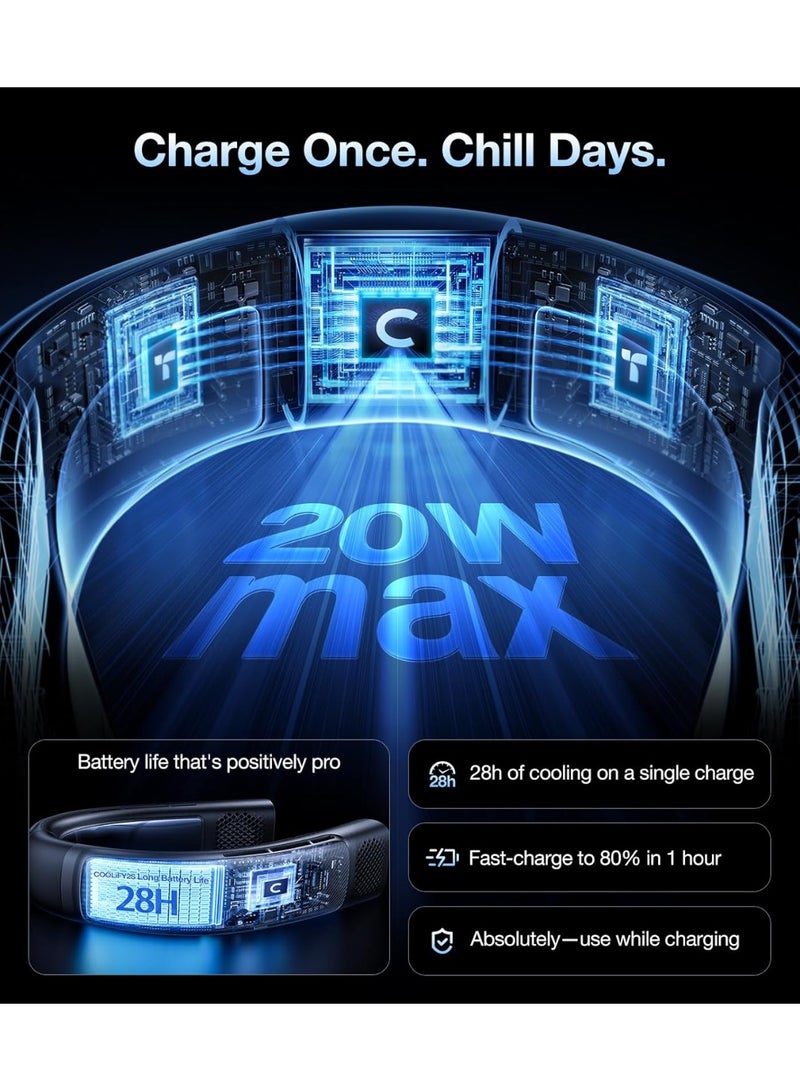 مروحة عنق TORRAS 2025 COOLiFY 2S، 3 موديل، عمر بطارية ممتد 3-28 ساعة، مروحات عنق تهب هواء بارد، مكيف هواء عنق، مروحة عنق تبريد للعمل، التنزه، السفر. هدايا للأب، الزوج، الأب، أسود. - Image 2