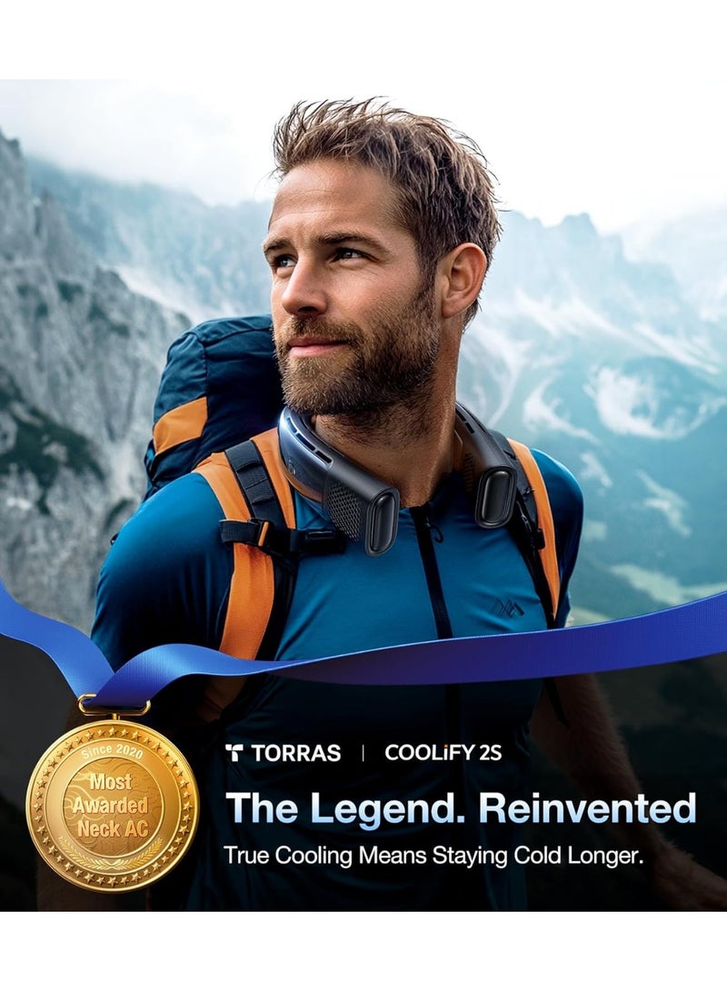 مروحة عنق TORRAS 2025 COOLiFY 2S، 3 موديل، عمر بطارية ممتد 3-28 ساعة، مروحات عنق تهب هواء بارد، مكيف هواء عنق، مروحة عنق تبريد للعمل، التنزه، السفر. هدايا للأب، الزوج، الأب، أسود. - Image 3