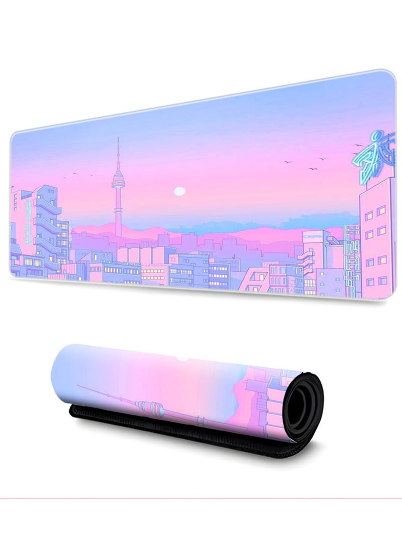 Y&D Gaming Mouse Pad Extended Large Mat Desk Pad Stitched Edges Mousepad Long Non-Slip Rubber Base Mice Pad(31.5x11.8x0.12 Inch) 