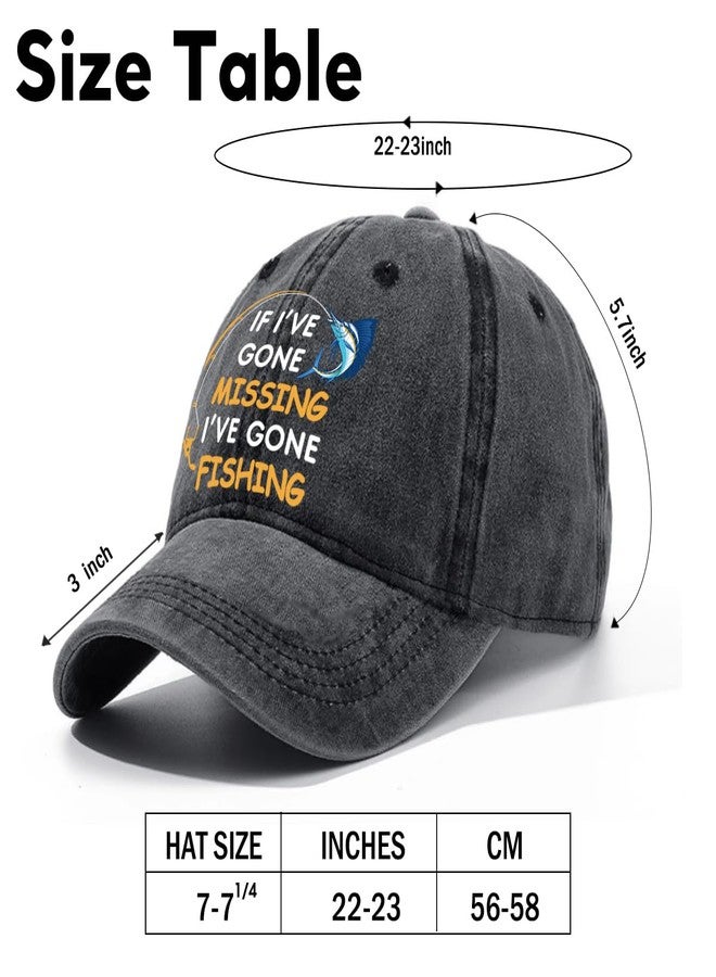 rofiowa If I've Gone Missing I've Gone Fishing Adjustable Vintage Washed Cotton Baseball Cap, Funny Retro Trucker Hat for Men Grandpa Dad Fishing Lover, Retirement Birthday Gift for Fisherman - Image 2