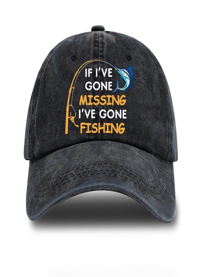 rofiowa If I've Gone Missing I've Gone Fishing Adjustable Vintage Washed Cotton Baseball Cap, Funny Retro Trucker Hat for Men Grandpa Dad Fishing Lover, Retirement Birthday Gift for Fisherman - Image 1