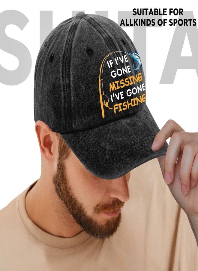 rofiowa If I've Gone Missing I've Gone Fishing Adjustable Vintage Washed Cotton Baseball Cap, Funny Retro Trucker Hat for Men Grandpa Dad Fishing Lover, Retirement Birthday Gift for Fisherman - Image 5