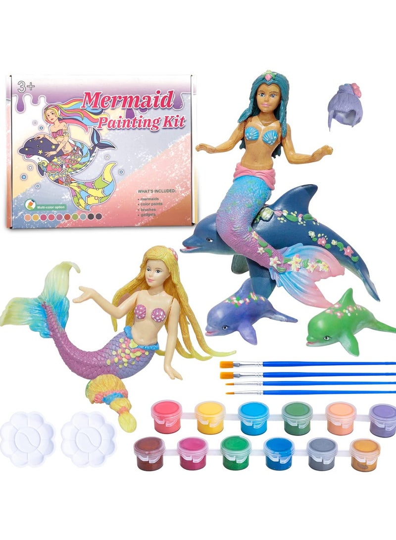 KASTWAVE Mermaid Painting Kit for Kids, Mermaid Toys Paint Your Own Mermaid Arts and Crafts Kits DIY Mermaid Statue Kit for Girls Ages 4 5 6 7 8 9 10 Years Old Mermaid Birthday Gift Party Favors - Image 1