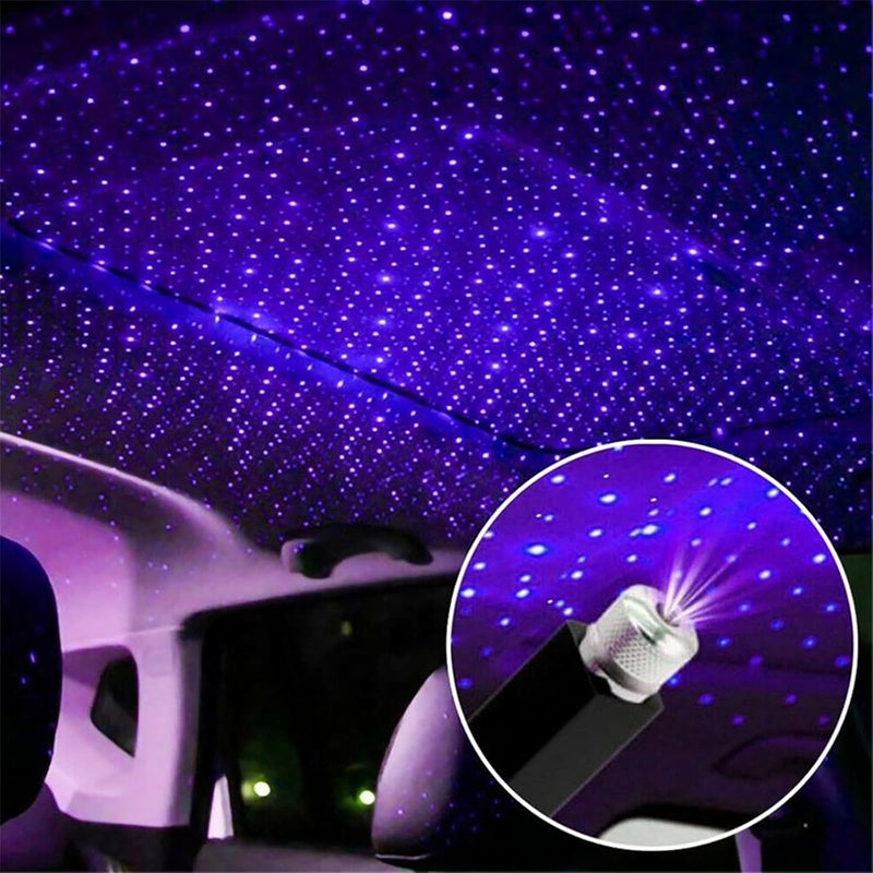 كلاراكو إضاءة LED لسقف السيارة، جهاز عرض نجوم USB، جهاز عرض مجرة لسقف السيارة، مصباح ليلي قابل للتعديل على شكل نجمة USB لسقف السيارة الداخلي - توصيل وتشغيل (أرجواني) - Image 1