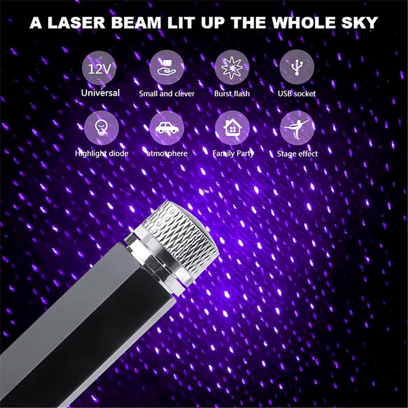 كلاراكو إضاءة LED لسقف السيارة، جهاز عرض نجوم USB، جهاز عرض مجرة لسقف السيارة، مصباح ليلي قابل للتعديل على شكل نجمة USB لسقف السيارة الداخلي - توصيل وتشغيل (أرجواني) - Image 3