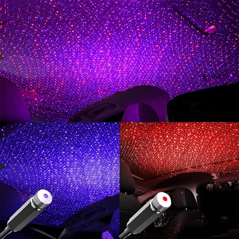 كلاراكو إضاءة LED لسقف السيارة، جهاز عرض نجوم USB، جهاز عرض مجرة لسقف السيارة، مصباح ليلي قابل للتعديل على شكل نجمة USB لسقف السيارة الداخلي - توصيل وتشغيل (أرجواني) - Image 2