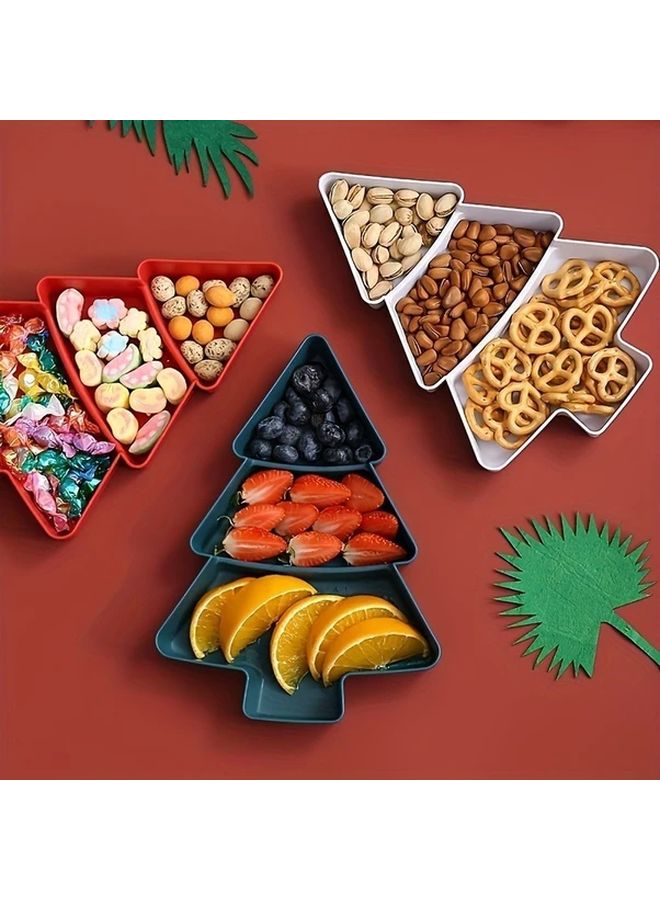Red Christmas Tree Serving Tray Multi Compartment Snack Candy Platter - Image 2