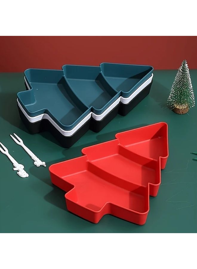 Red Christmas Tree Serving Tray Multi Compartment Snack Candy Platter - Image 4