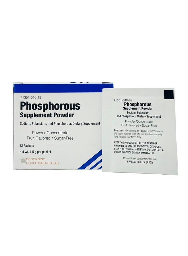 مكملات الفوسفور 12 عبوة، مسحوق مكملات غذائية مع فوسفات الصوديوم وفوسفات البوتاسيوم، مسحوق مكمل الفوسفور بنكهة الفواكه لصحة الإلكتروليت، صحة العظام وصحة الكلى - Image 1
