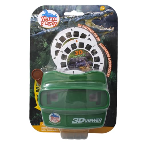 WARM FUZZY Toys 3D Viewfinder Alligator Viewfinder for Kids Adults Classic Toys Slide Viewer 3D Reel Viewer Retro Vintage Toys with 3 Reels Contains 21 High Definition 3D Images - Image 1
