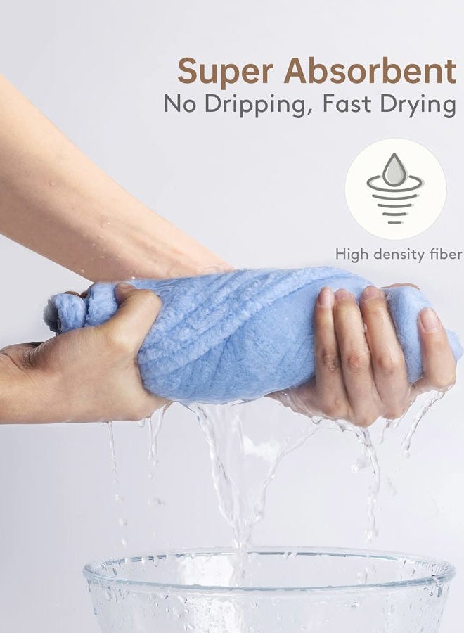 YFONG 3 Pack Microfiber Hair Towel Wrap for Women Girls, Super Absorbent Turban Towels for Drying Wet Hair, Anti Frizz Head Towels for Curly All Hair Style, Turbie Twist (Blue, Pink, White) - Image 2