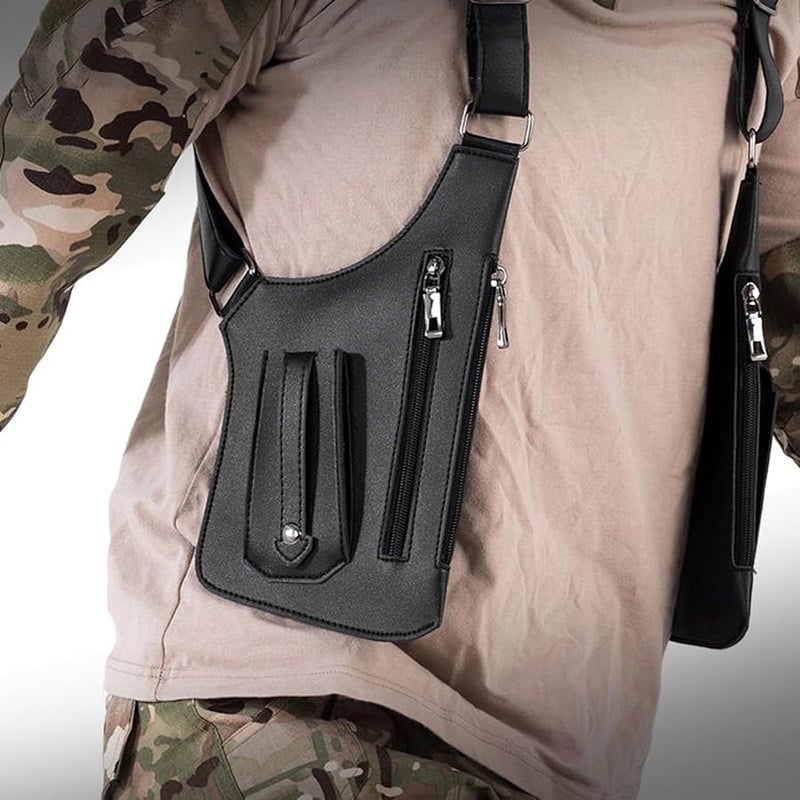 Black Adjustable Underarm Shoulder Bag Vest Style Chest Pack Multiple Pockets Anti Theft - Image 4