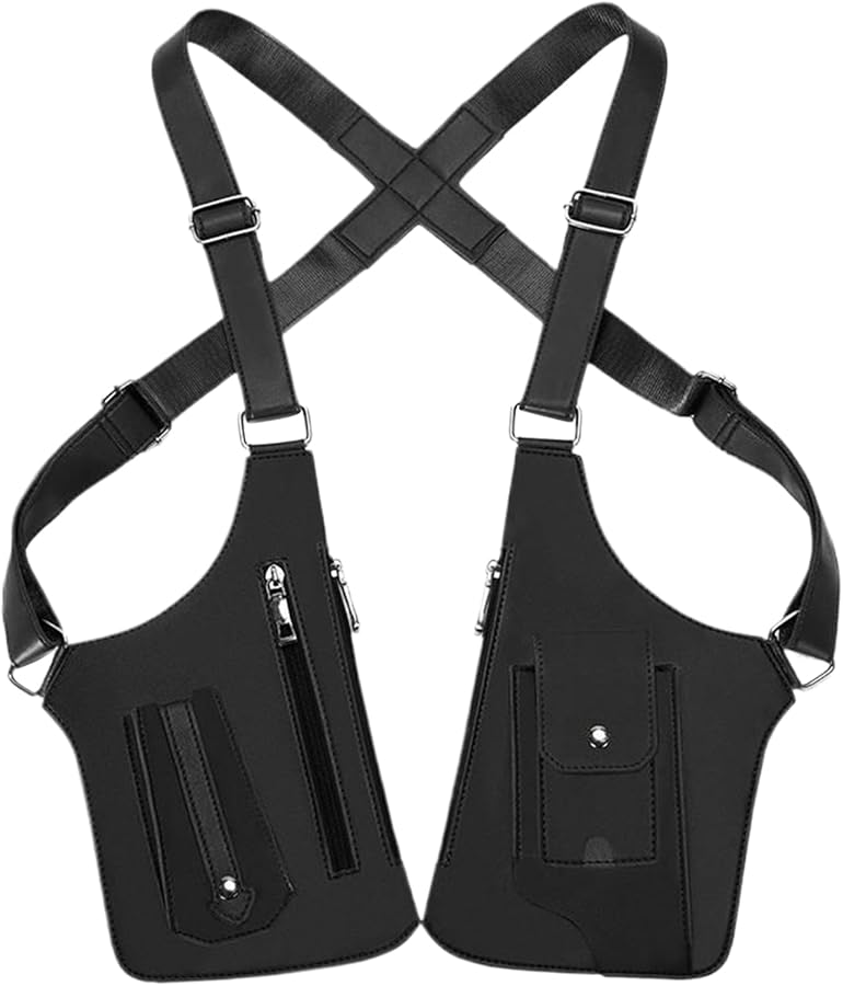 Black Adjustable Underarm Shoulder Bag Vest Style Chest Pack Multiple Pockets Anti Theft - Image 2