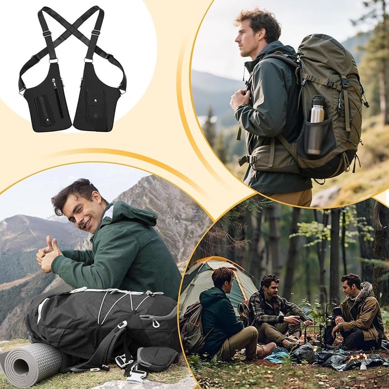 Black Adjustable Underarm Shoulder Bag Vest Style Chest Pack Multiple Pockets Anti Theft - Image 5
