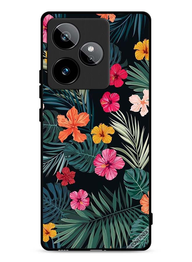 Covernex Realme GT 7 5G Protective Case Cover Multi Color Flowers And Dark Green Feathers