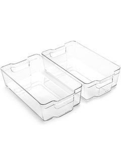 INKULTURE Stackable Acrylic Fridge Organizer Sturdy Pantry And Refrigerator Storage Bins Organiser with Handles Pack of 02 (Extra Large) - pzsku/ZBC9ECD5E22F5E0CD488BZ/45/_/1738306636/d27d6739-a3cf-40b8-88b3-fa1aa1eac87d