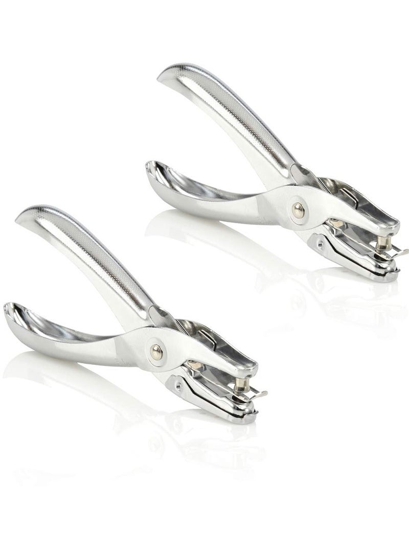 CRAFT MAGIC Pack of 2 Single Hole Punches, 5-Sheet Capacity, Chrome Office Paper Punch for DIY Crafts, Home, School, and Office Supplies - Perfect for Scrapbooking, Craft Projects, Cardmaking, and Precision Paper Cutting  - Image 1