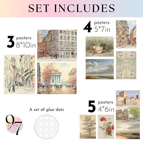 97 Decor Vintage French Country Decor Antique European Posters Gallery Wall Prints Rustic Cityscape Landscape Paris Pictures Vintage French Wall Art for Home Bedroom Decorations Unframed - Image 3