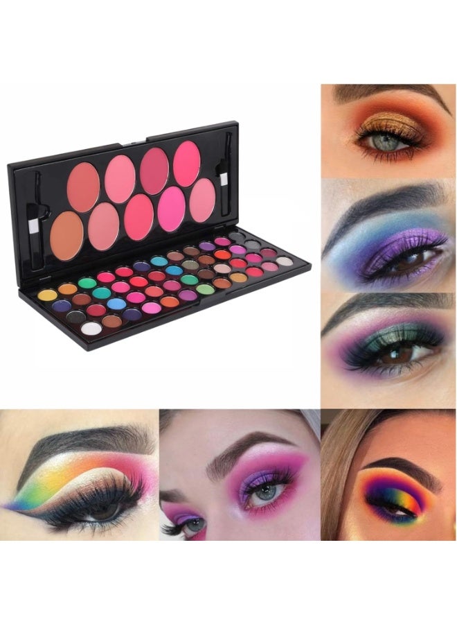 HUDA GIRL Eyeshadow Palette With Brush - 57 Color All In One Makeup Kit Book For Women And Girl Natural Ultra Shimmer Eyeshadow Palette Smoky & Metallic - Image 5