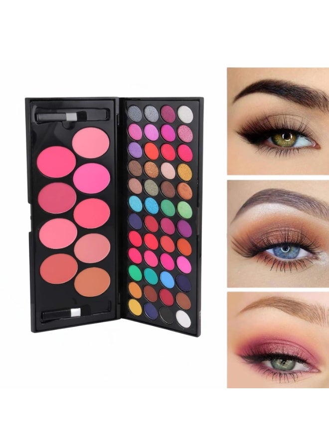 HUDA GIRL Eyeshadow Palette With Brush - 57 Color All In One Makeup Kit Book For Women And Girl Natural Ultra Shimmer Eyeshadow Palette Smoky & Metallic - Image 4