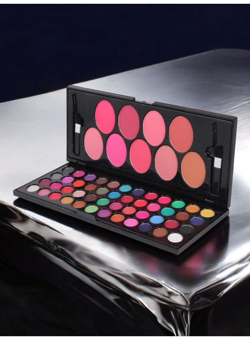 HUDA GIRL Eyeshadow Palette With Brush - 57 Color All In One Makeup Kit Book For Women And Girl Natural Ultra Shimmer Eyeshadow Palette Smoky & Metallic - Image 2