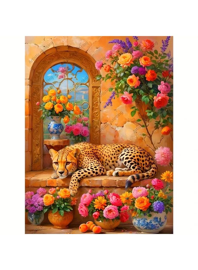 YF327 Jigsaw Puzzle 19.69x27.56 Inch Floral Leopard Design DIY Art Decor Birthday Gift - Image 3