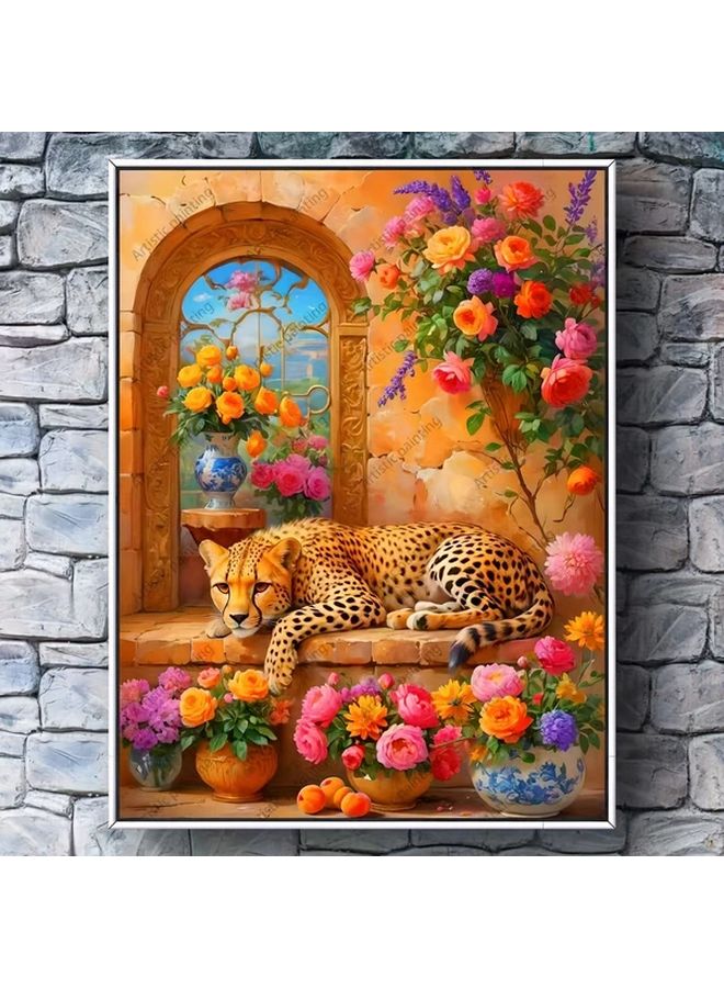 YF327 Jigsaw Puzzle 19.69x27.56 Inch Floral Leopard Design DIY Art Decor Birthday Gift - Image 2