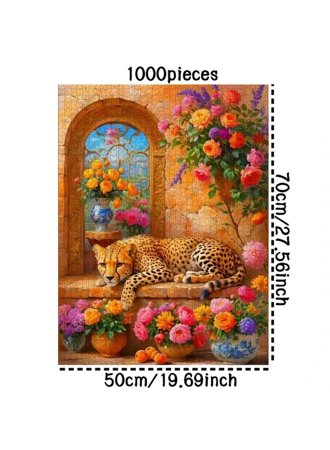 YF327 Jigsaw Puzzle 19.69x27.56 Inch Floral Leopard Design DIY Art Decor Birthday Gift - Image 4