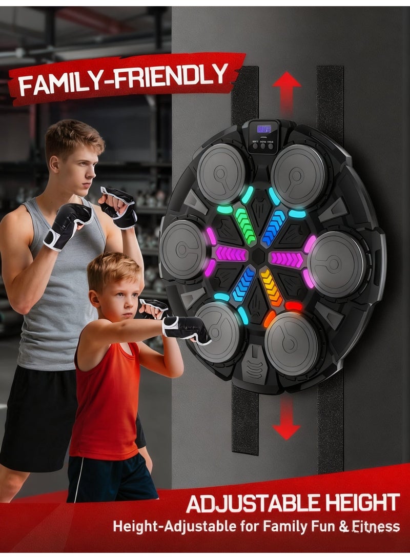 Wall Mounted Smart Music Boxing Machine with Gloves, 6 Light Bluetooth Sensor & Rhythm Games, Reaction Training for Adults & Kids, Home/Gym/Office(Upgrade Version) - Image 5