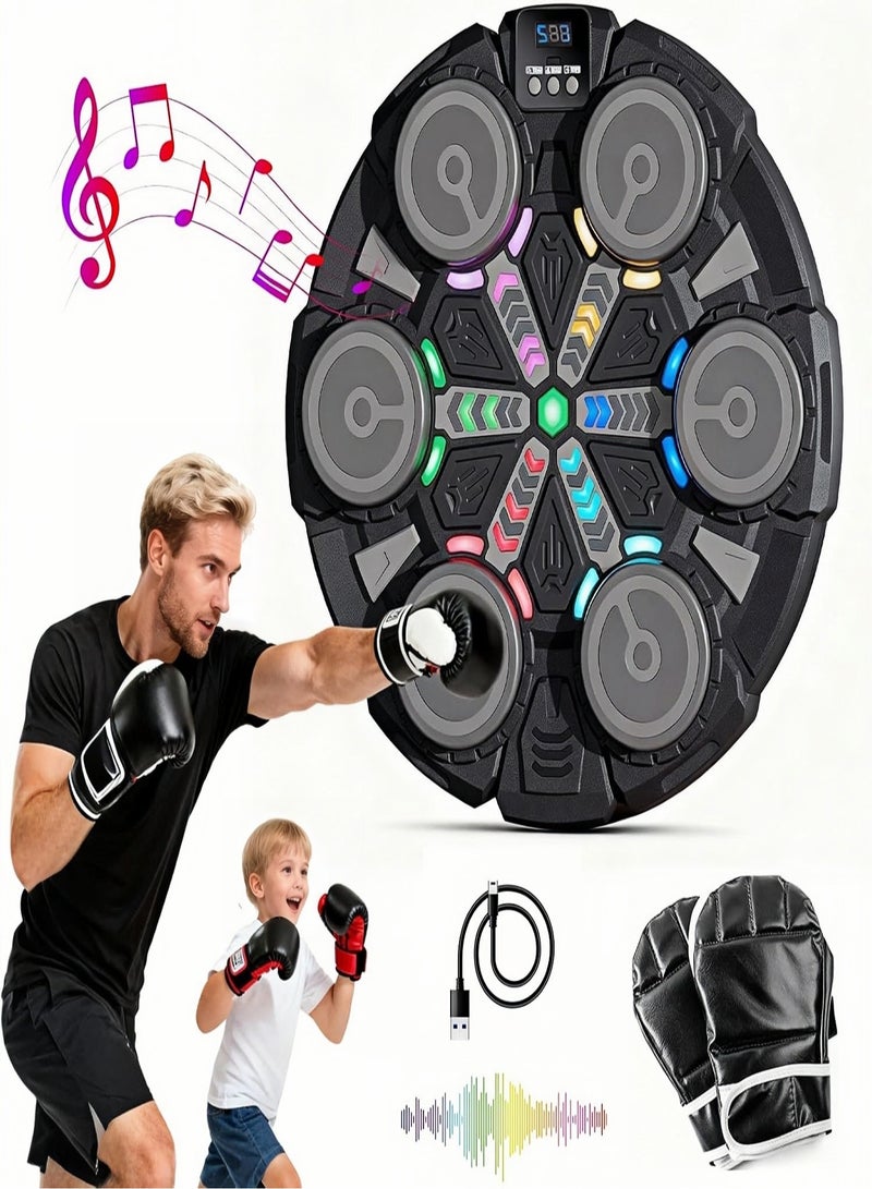 Wall Mounted Smart Music Boxing Machine with Gloves, 6 Light Bluetooth Sensor & Rhythm Games, Reaction Training for Adults & Kids, Home/Gym/Office(Upgrade Version) - Image 1