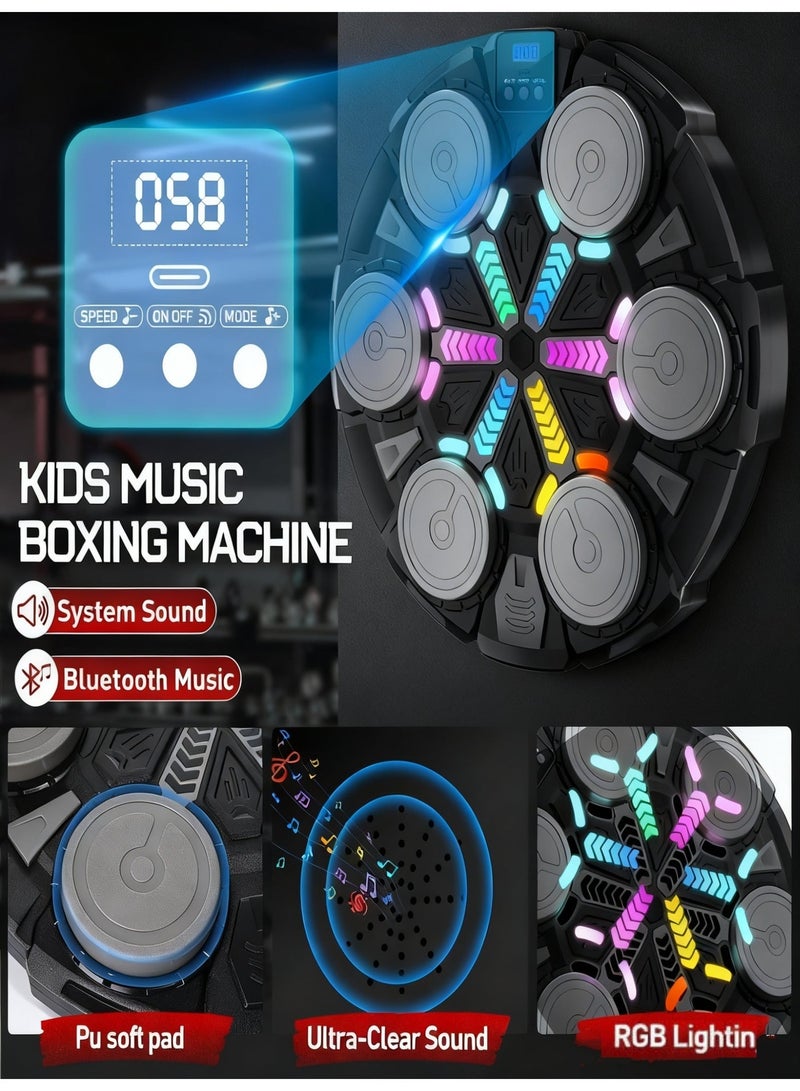 Wall Mounted Smart Music Boxing Machine with Gloves, 6 Light Bluetooth Sensor & Rhythm Games, Reaction Training for Adults & Kids, Home/Gym/Office(Upgrade Version) - Image 3