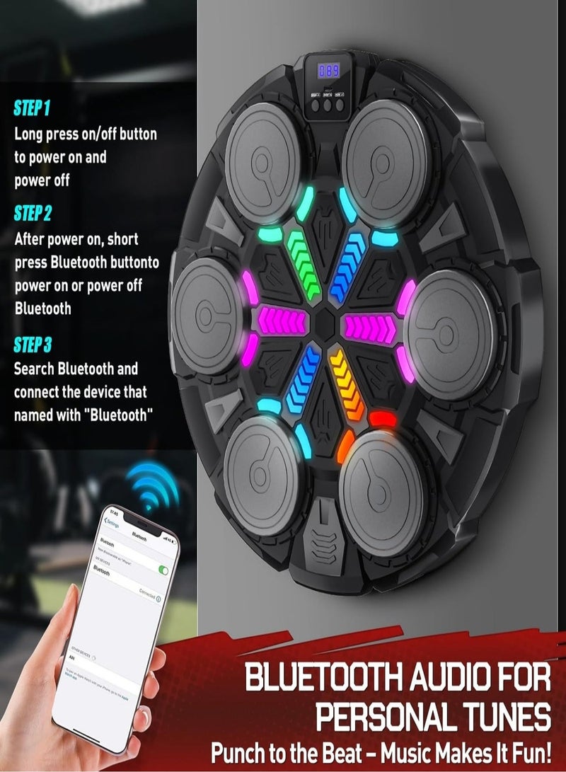 Wall Mounted Smart Music Boxing Machine with Gloves, 6 Light Bluetooth Sensor & Rhythm Games, Reaction Training for Adults & Kids, Home/Gym/Office(Upgrade Version) - Image 2
