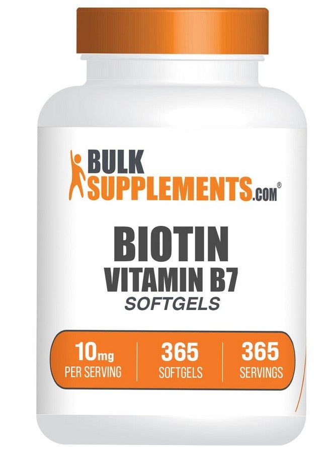 BulkSupplements.com Biotin 10000mcg Softgels - Vitamin B7, Biotin Vitamins for Hair, Skin and Nails, Biotin Supplement - Gluten Free, 1 Softgel per Serving, 365 Count (Pack of 1) - Image 1