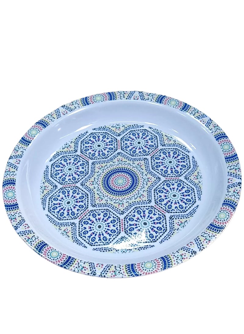 SAQOWARE - Melamine Round Tray 45 cm | Sahan | Round Food Serving Tray | Group Food Plate | Biriyani,Mandi,Arabic food Serving Plate | Ramadan Food serving Tray and Fruits and Vegitable - Image 1