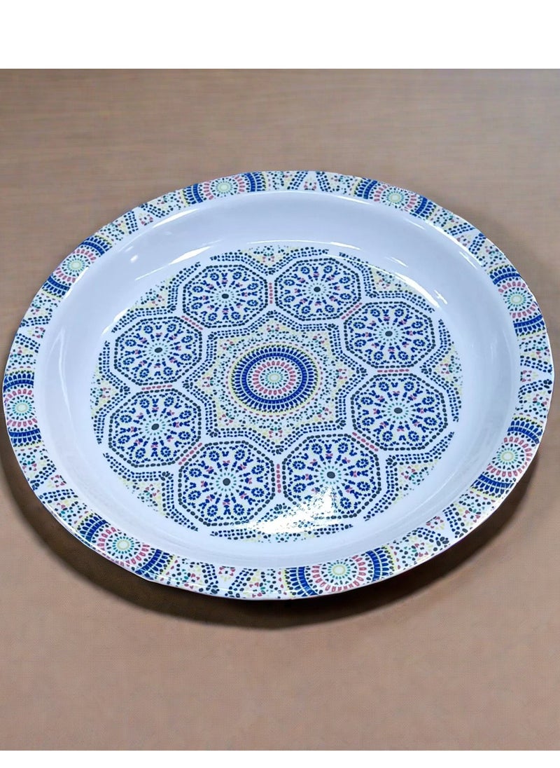 SAQOWARE - Melamine Round Tray 45 cm | Sahan | Round Food Serving Tray | Group Food Plate | Biriyani,Mandi,Arabic food Serving Plate | Ramadan Food serving Tray and Fruits and Vegitable - Image 1