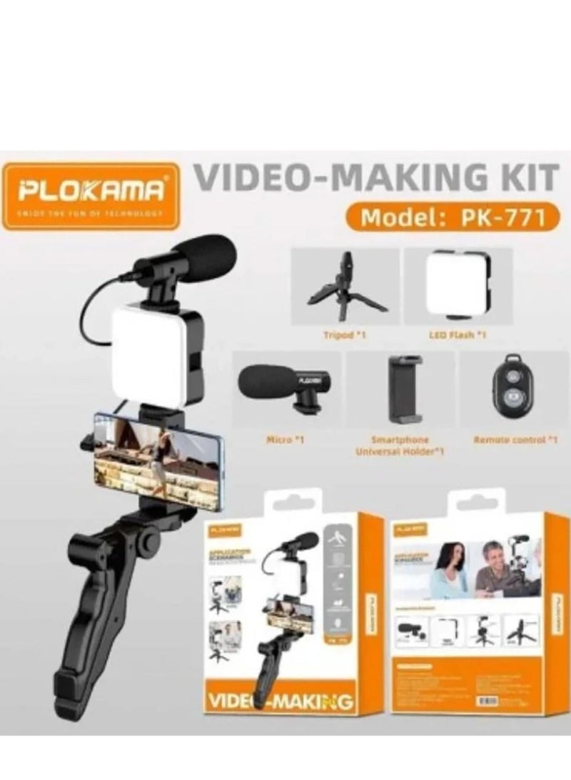 Plokama PK-771 - Application Scenarios - Video Recording Kit for Video Shooting for Any Mobile Phone or Digital Camera with LED Light Microphone and Phone Holder - Black - https://f.nooncdn.com/p/pzsku/ZBC9F1121D360AEE3CCEAZ/45/1755520879/5d04fa7f-5bab-4c47-bb65-e6fea0ac7ce4.jpg