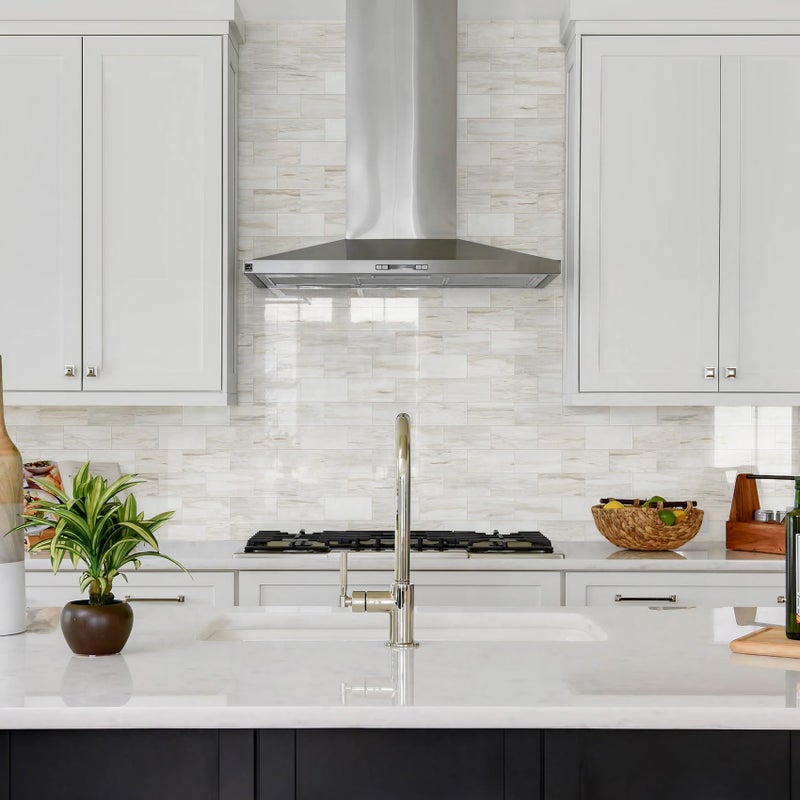 Vamos Tile 100-Piece Glossy Wooden Marble Grain Peel and Stick Backsplash Tile,3''x6'' PVC Subway Tile with White Grout, Stick on Backsplash for Kitchen/Bathroom/Fireplace - Image 5